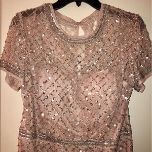 Adrianna Papell champagne formal gown